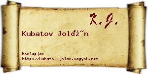 Kubatov Jolán névjegykártya
