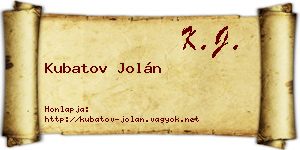 Kubatov Jolán névjegykártya